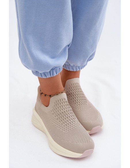 Women's Slip-On Sneakers Fabric Kobbo 102424 Beige