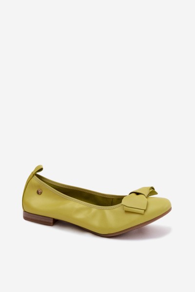 Leather Ballerinas With Bow Maciejka P6802-09 Lime 2