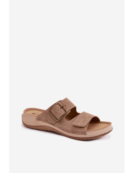 Women's Slippers With Buckle And Velcro INBLU LL000006 Light Brown
