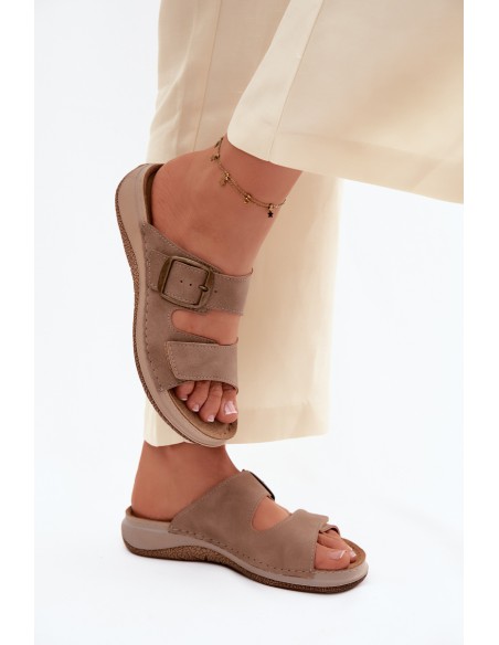 Women's Slippers With Buckle And Velcro INBLU LL000006 Light Brown