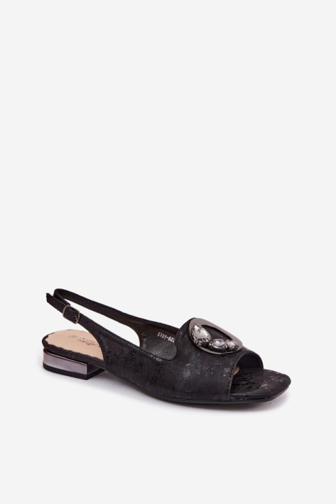 Women's Flat Sandals With Decoration S.Barski KV61-6024 Black
