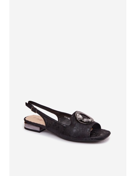Women's Flat Sandals With Decoration S.Barski KV61-6024 Black