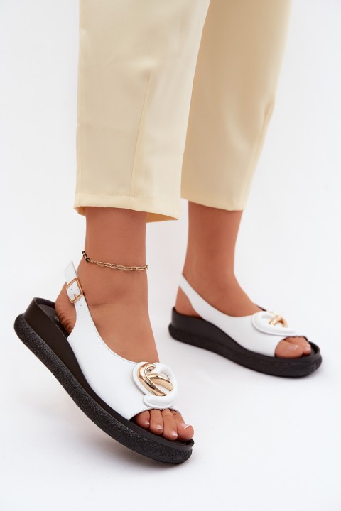 Leather Platform Sandals With Embellishment S.Barski KV61-6047 White