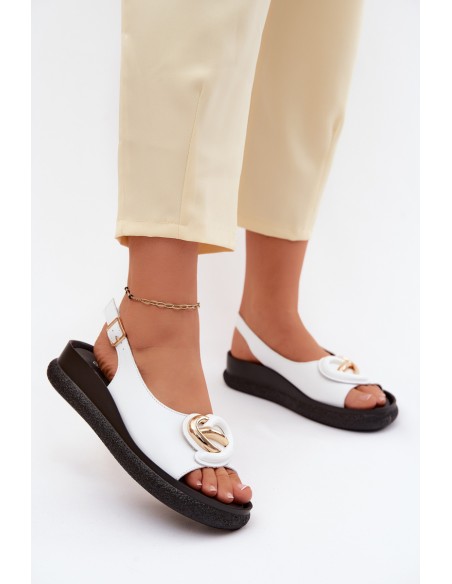 Leather Platform Sandals With Embellishment S.Barski KV61-6047 White