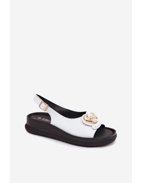 Leather Platform Sandals With Embellishment S.Barski KV61-6047 White