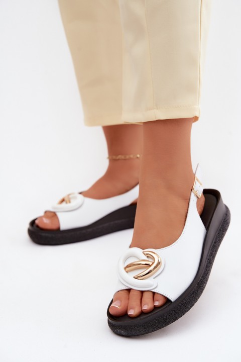 Leather Platform Sandals With Embellishment S.Barski KV61-6047 White