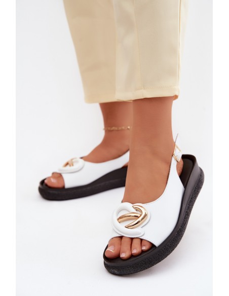 Leather Platform Sandals With Embellishment S.Barski KV61-6047 White