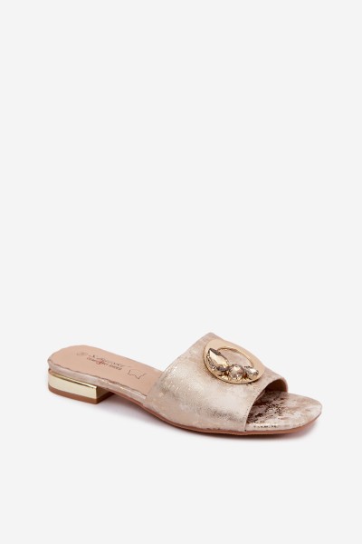 Women's Flat Heeled Slippers With Decoration KV61-6025 Gold 2