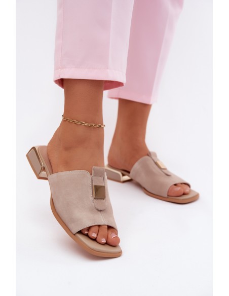 Suede Slides With Gold Decorations D&A CR61-3061 Black