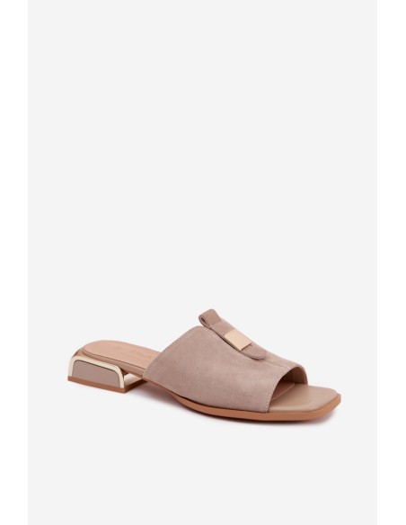 Suede Slides With Gold Decorations D&A CR61-3061 Black