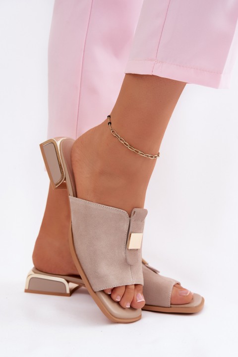 Suede Slides With Gold Decorations D&A CR61-3061 Black