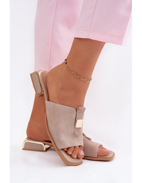 Suede Slides With Gold Decorations D&A CR61-3061 Black