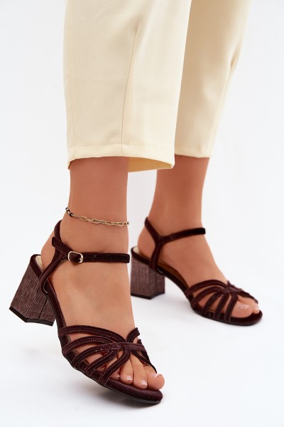 Velvet Women's Block Heel Sandals D&A SR61-0102 Bordeaux