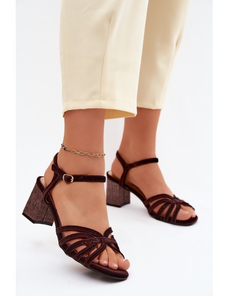 Velvet Women's Block Heel Sandals D&A SR61-0102 Bordeaux