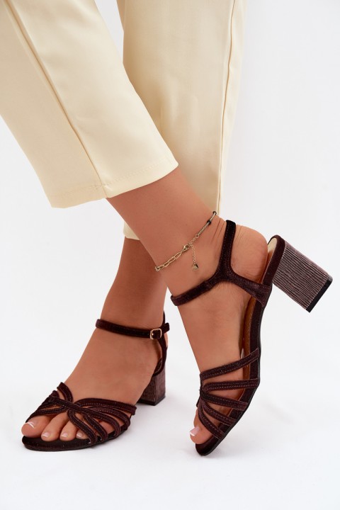 Velvet Women's Block Heel Sandals D&A SR61-0102 Bordeaux