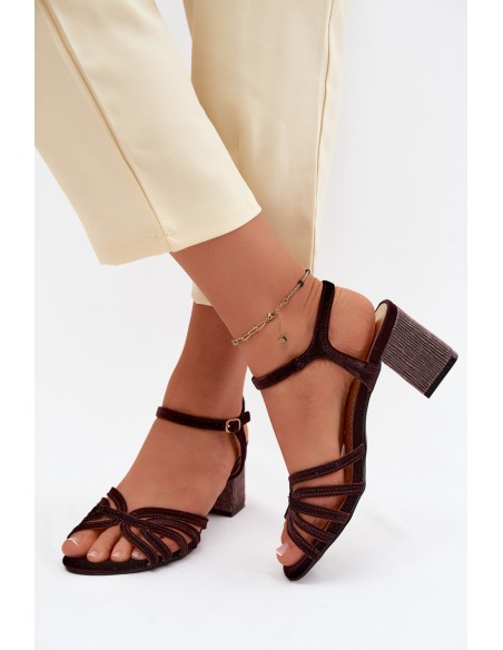 Velvet Women's Block Heel Sandals D&A SR61-0102 Bordeaux