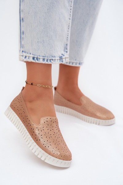 Women's Openwork Slip-On Shoes Champagne Salty