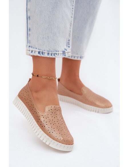 Women's Openwork Slip-On Shoes Champagne Salty
