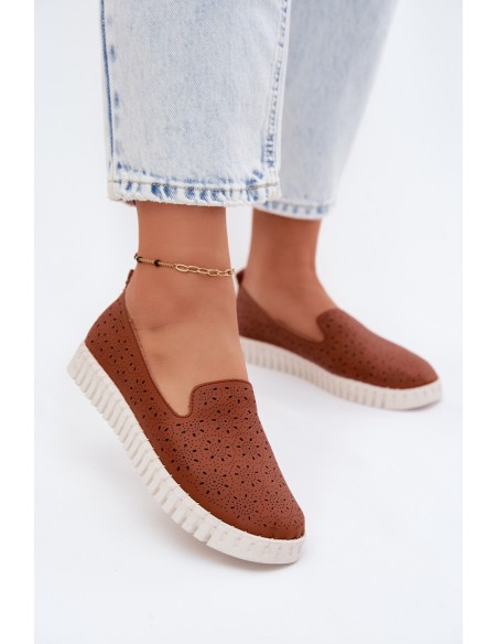 Women's Openwork Slip-On Shoes Camel Salty