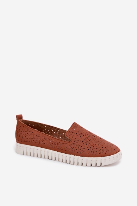 Women's Openwork Slip-On Shoes Camel Salty