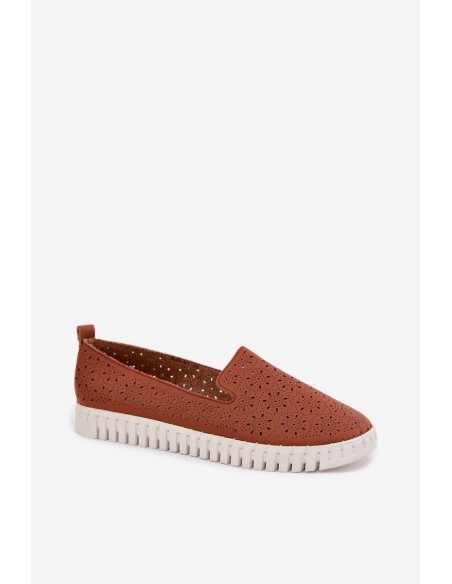 Women's Openwork Slip-On Shoes Camel Salty