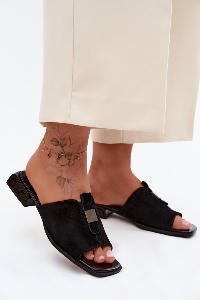 Elegant Women's Leather Suede Slippers D&A JC61-1002 Black