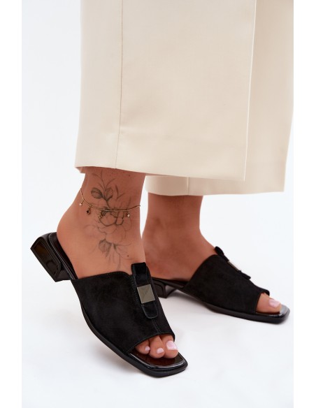 Elegant Women's Leather Suede Slippers D&A JC61-1002 Black