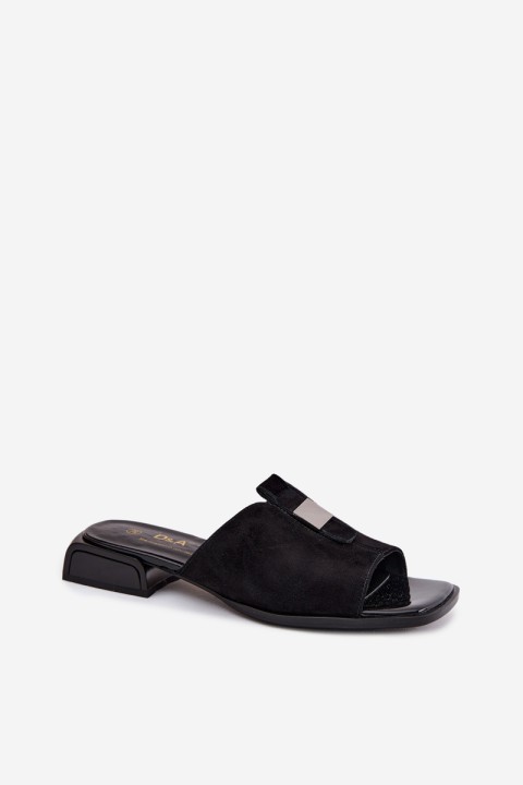 Elegant Women's Leather Suede Slippers D&A JC61-1002 Black