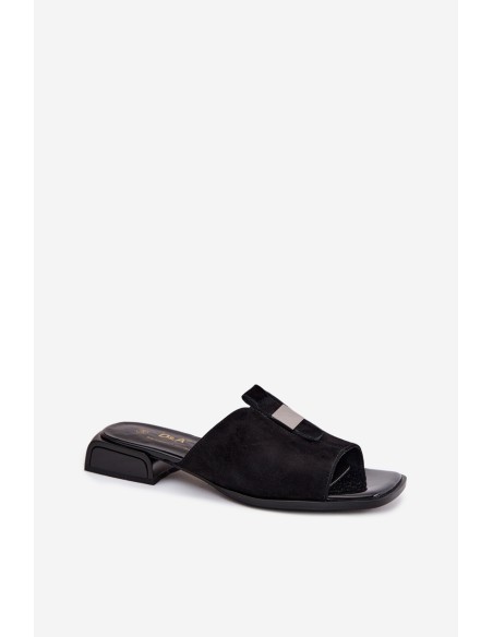 Elegant Women's Leather Suede Slippers D&A JC61-1002 Black