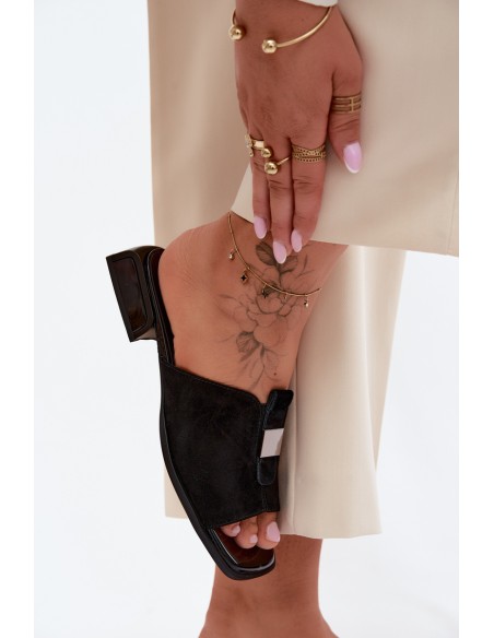 Elegant Women's Leather Suede Slippers D&A JC61-1002 Black