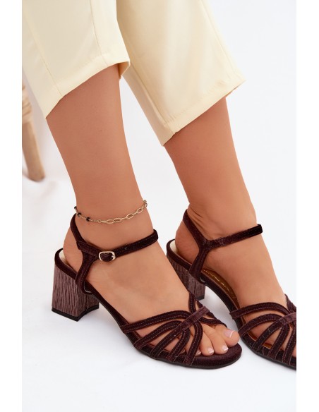 Velvet Women's Heeled Sandals D&A SR61-0102 Chocolate