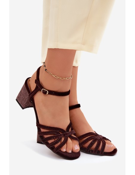 Velvet Women's Heeled Sandals D&A SR61-0102 Chocolate