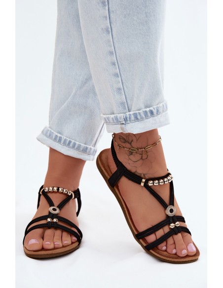 Women's Flat Sandals With Straps Black Zelda