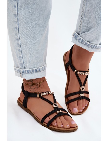 Women's Flat Sandals With Straps Black Zelda