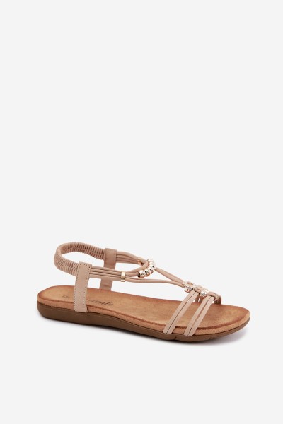 Women's Flat Sandals With Straps Beige Zelda 2