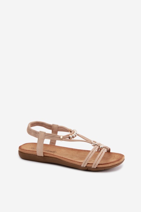 Women's Flat Sandals With Straps Beige Zelda