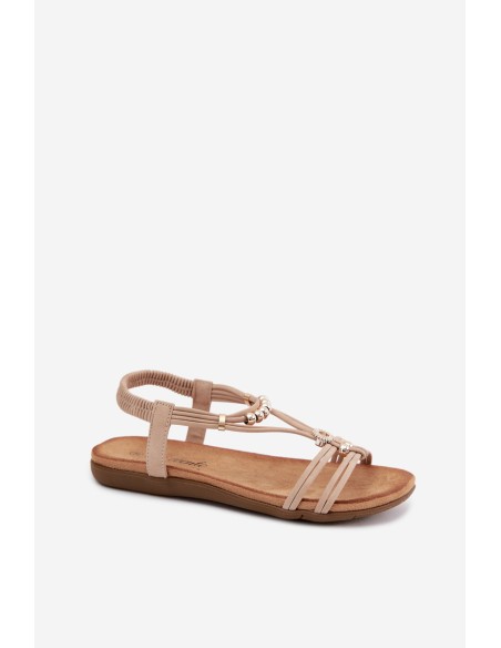 Women's Flat Sandals With Straps Beige Zelda