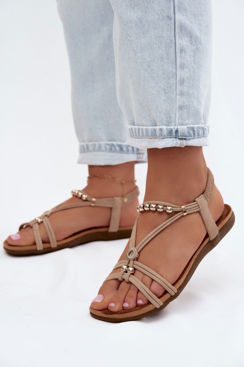Women's Flat Sandals With Straps Beige Zelda
