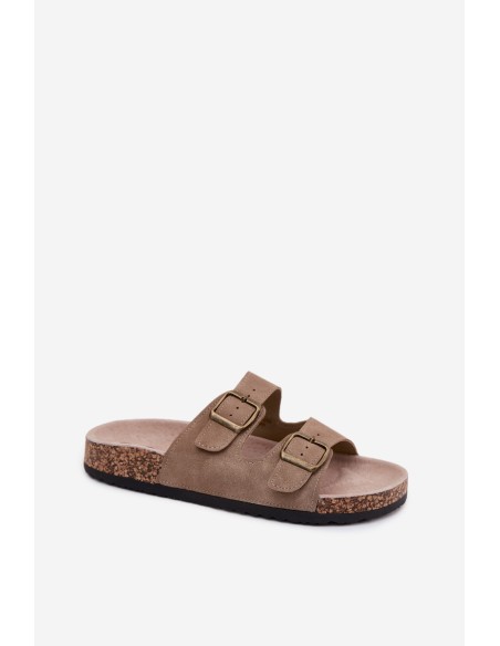 Women's Cork Sole Khaki Slides Harleen