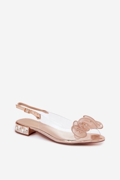 Women's Transparent Sandals with Crystals D&A MR61-9002 Pink Gold 2