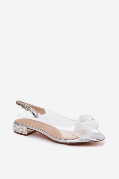 Women's Transparent Sandals with Crystals D&A MR61-9002 Silver 2