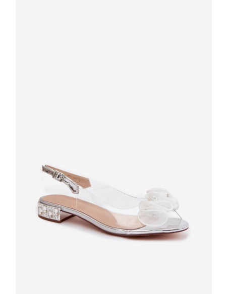 Women's Transparent Sandals with Crystals D&A MR61-9002 Silver