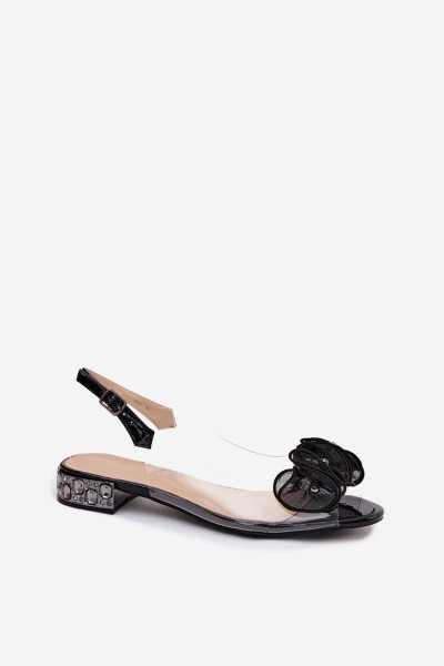 Women's Transparent Sandals with Crystals D&A MR61-9002 Black 2