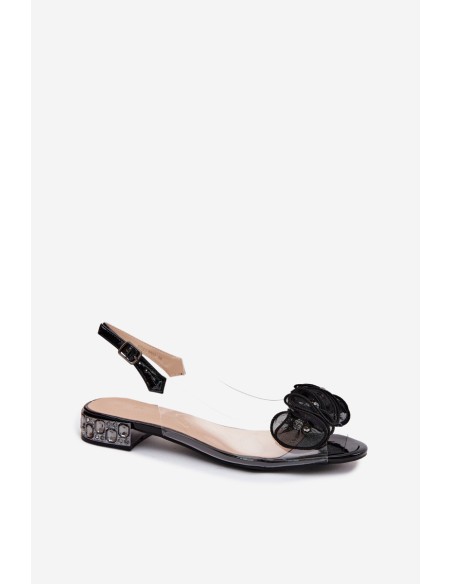Women's Transparent Sandals with Crystals D&A MR61-9002 Black