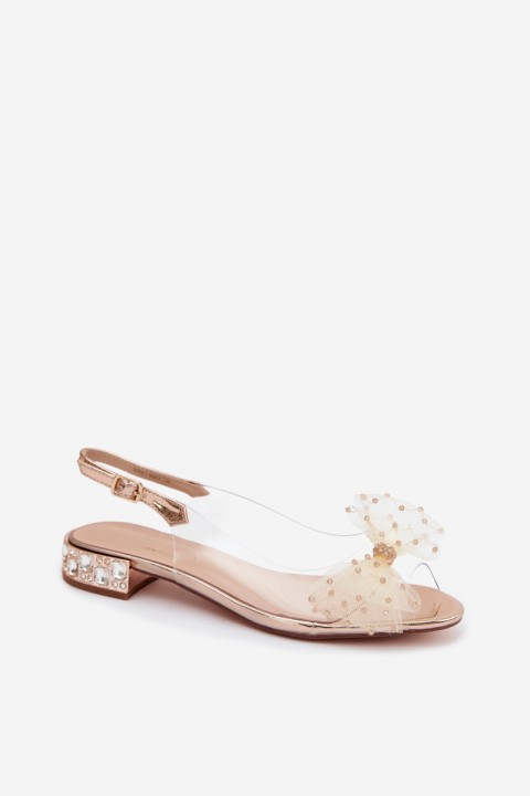 Women's Transparent Sandals With Bow D&A MR61-9001 Pink Gold