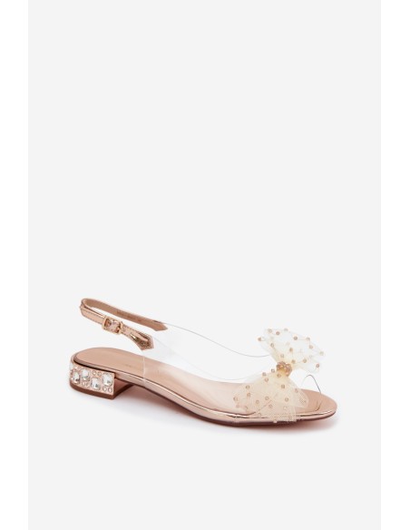 Women's Transparent Sandals With Bow D&A MR61-9001 Pink Gold