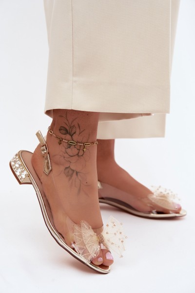 Women's Transparent Sandals With Bow D&A MR61-9001 Gold