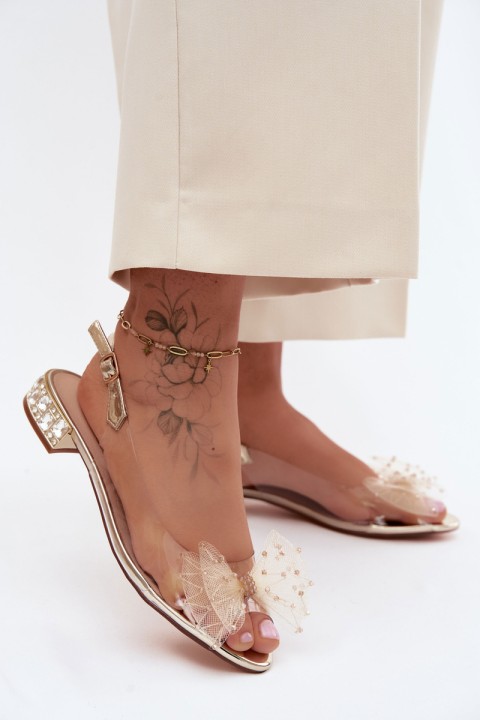 Women's Transparent Sandals With Bow D&A MR61-9001 Gold