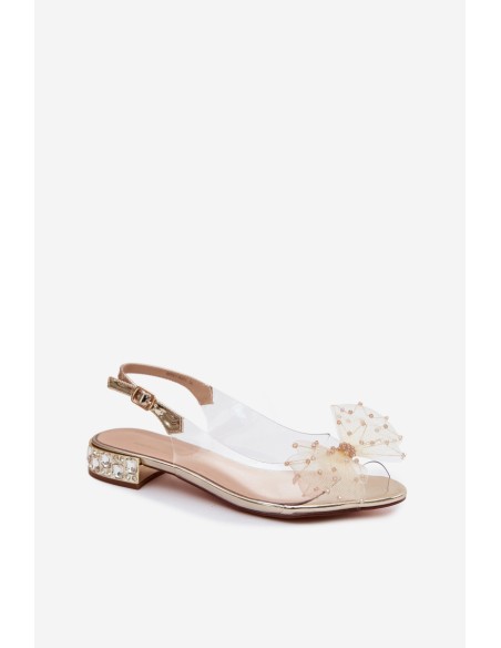 Women's Transparent Sandals With Bow D&A MR61-9001 Gold