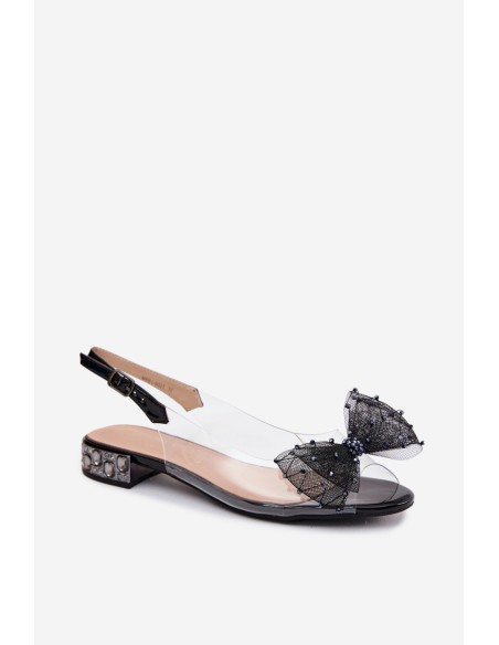 Women's Transparent Sandals With Bow D&A MR61-9001 Black